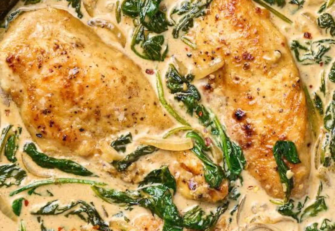 Resep Creamy Chicken Spinach Low Fat, Menu Sehat ala Resto yang Simple - Image