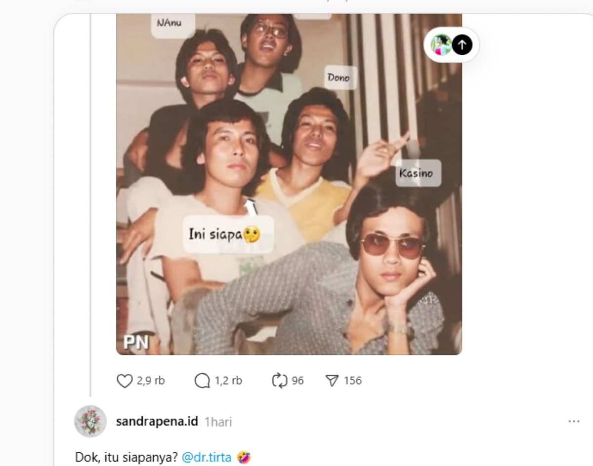 Foto Lawas Warkop DKI Viral di Threads, Netizen Menyamakan Wajah Rudy Badil Muda dengan dr. Tirta - Image