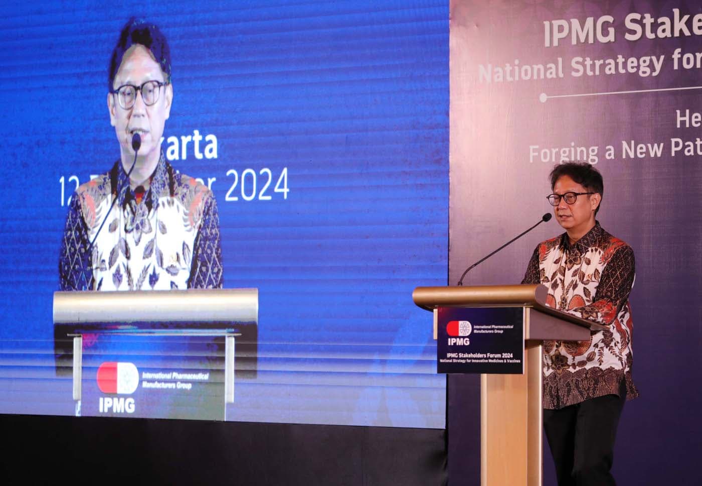 Menteri Kesehatan Republik Indonesia Budi Gunadi Sadikin memberi sambutan dalam IPMG Stakeholders Discussion Forum di Jakarta, Kamis (12/12/2024). Menteri Kesehatan Republik Indonesia Budi Gunadi Sadikin memberi sambutan dalam IPMG Stakeholders Discus - Image